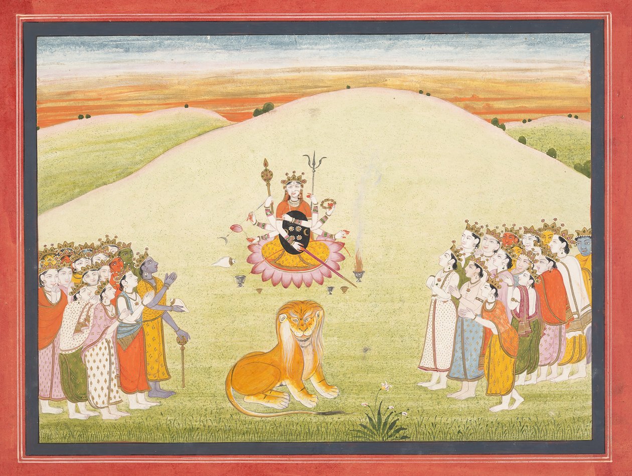 De schepping van Durga: Pagina uit een verspreide Markandeya Purana door Unbekannt