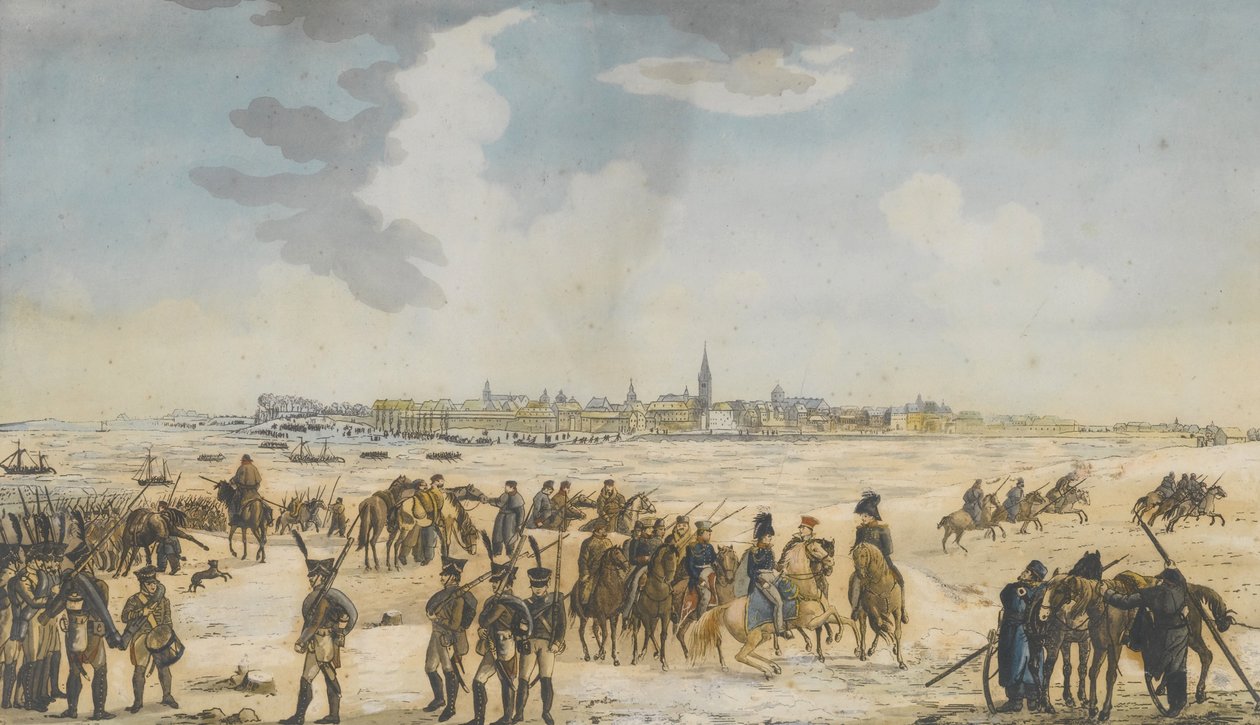 De oversteek van de Rijn bij Düsseldorf door het Russische leger, 13 januari 1814, 1814 door Unbekannt