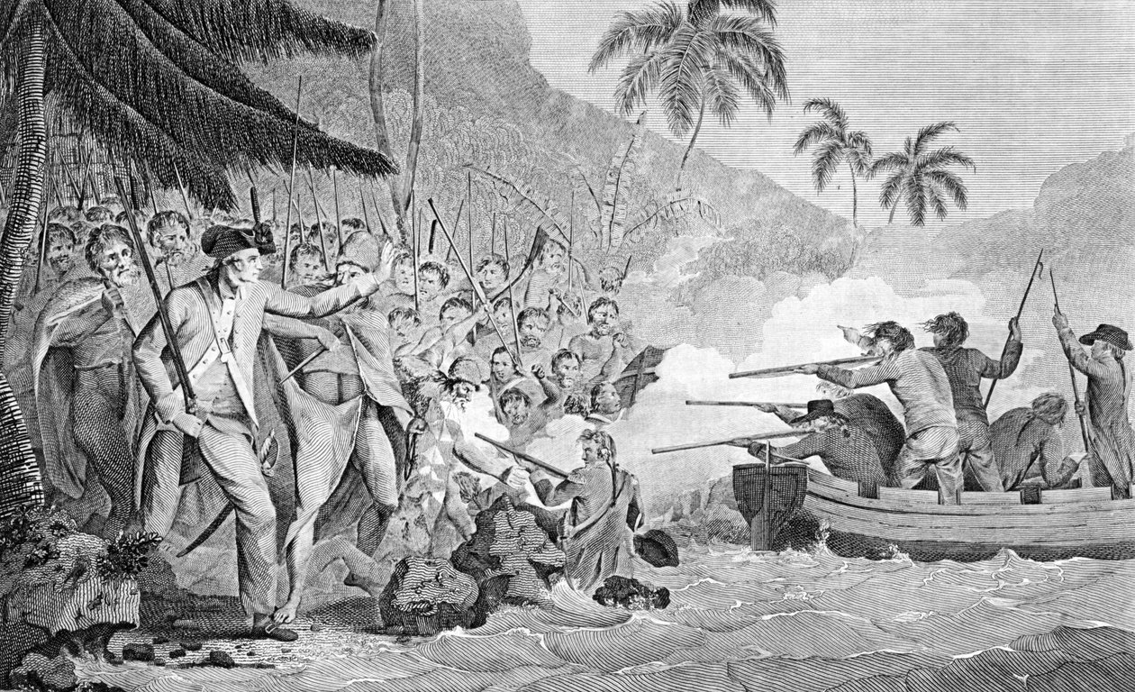 De dood van kapitein James Cook op 14 februari 1779, 1784 door Unbekannt