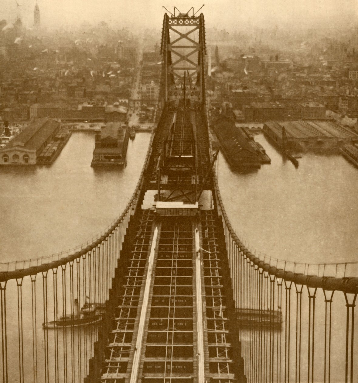 De Delaware River Suspension Bridge, ca. 1930 door Unbekannt