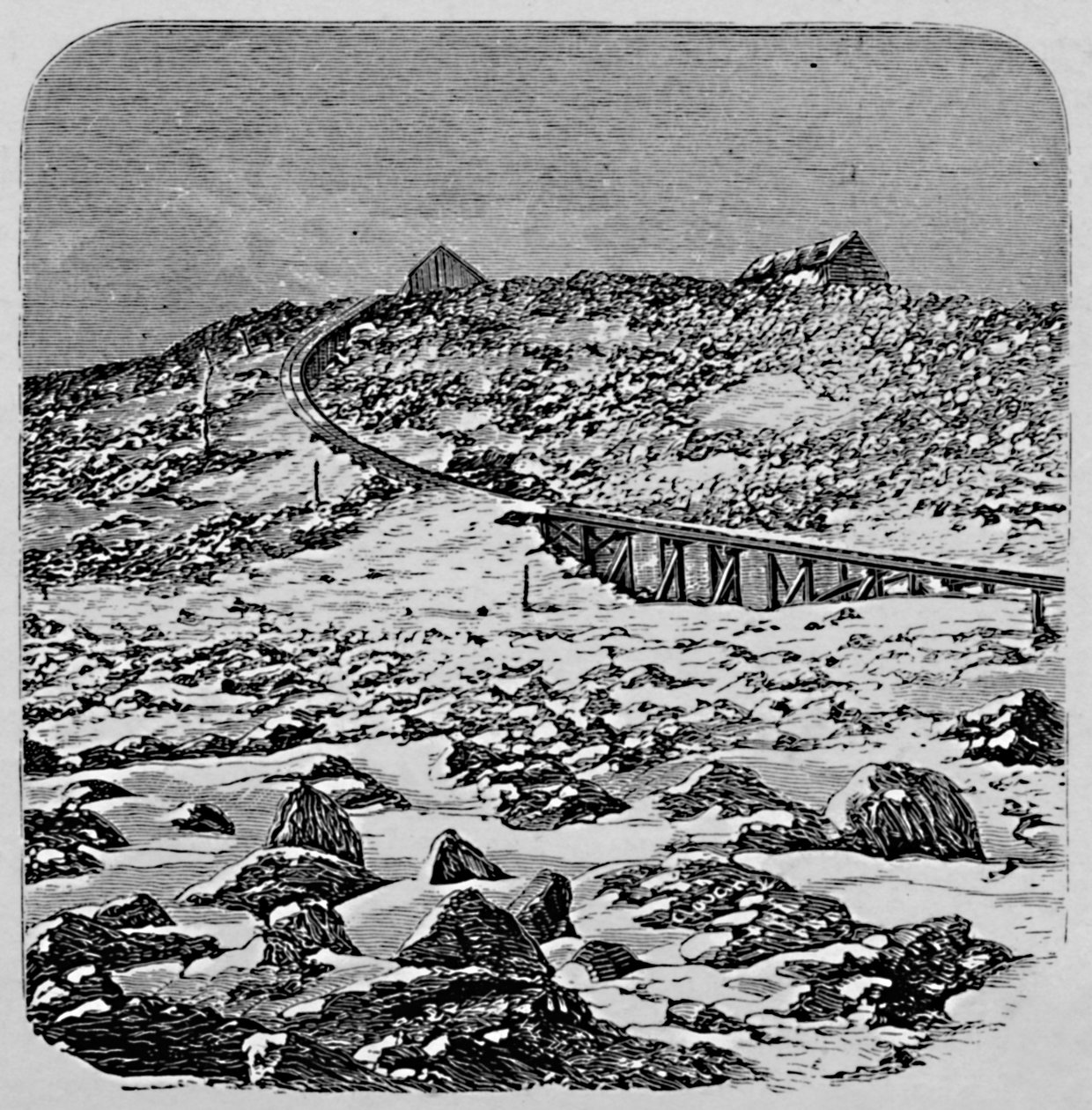 Het depot en het topstation, Mount Washington, 1883 door Unbekannt