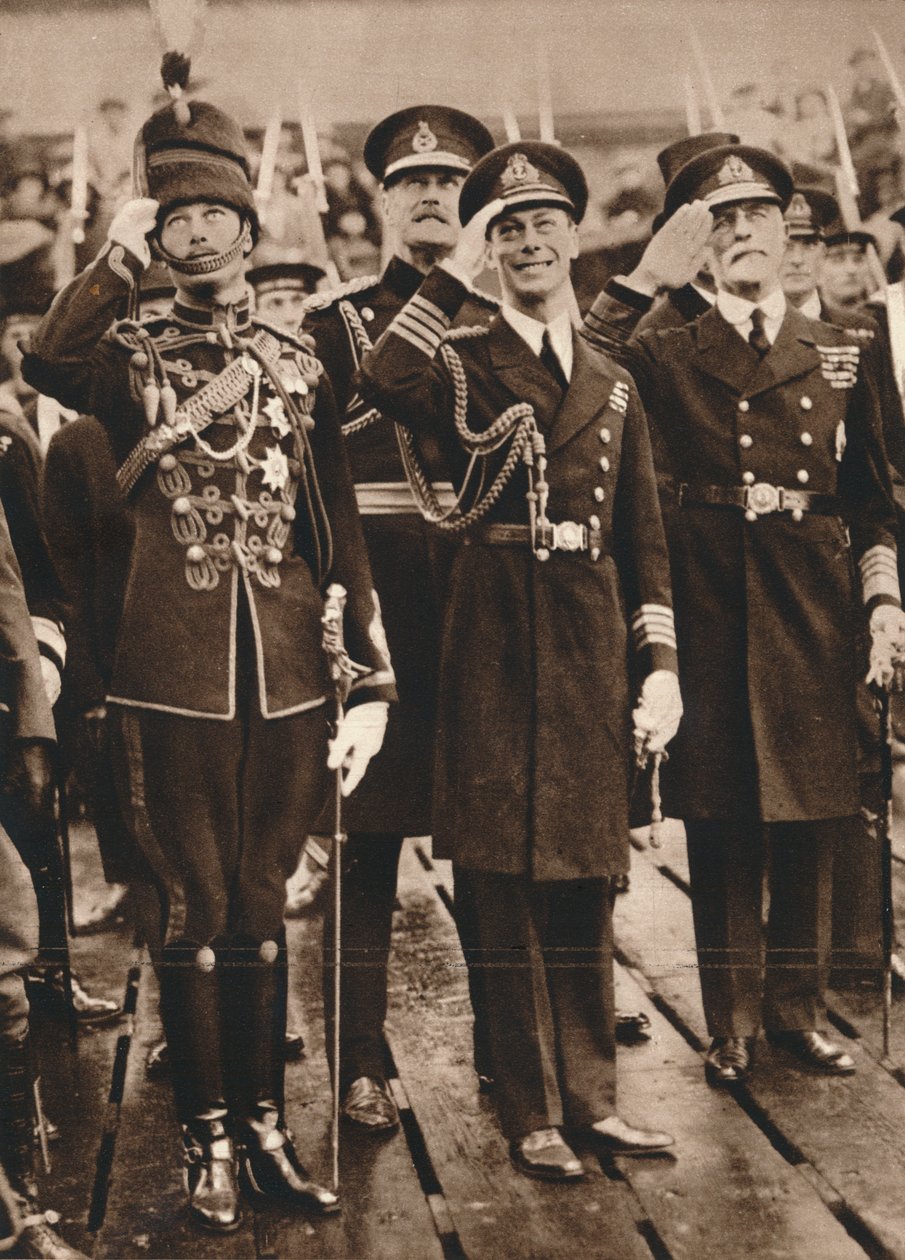 De Hertog van York en Prins Hendrik verwelkomen de Prins van Wales in Portsmouth, 1925 door Unbekannt