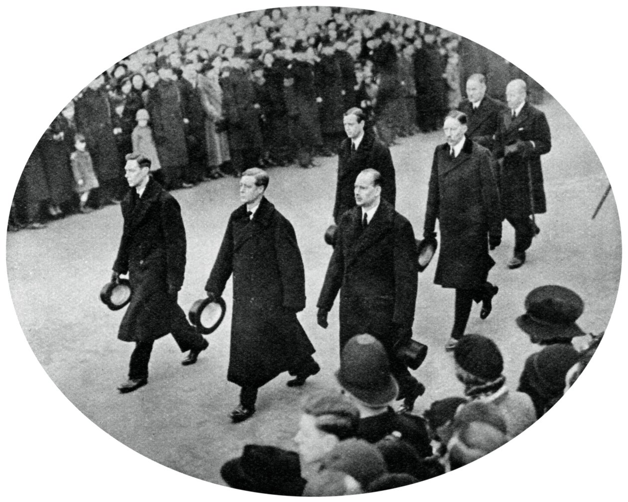 De hertog van York en zijn broers in de begrafenisstoet van koning George V, 1936, 1937 door Unbekannt