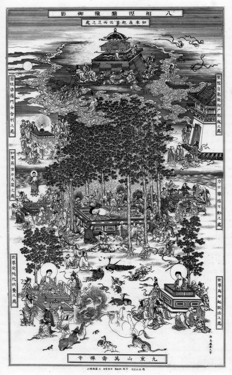 De Acht Gebeurtenissen van het Nirvana van Sakyamuni, 18e eeuw, 1886 door Unbekannt