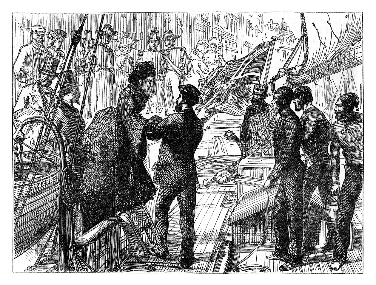 De Keizerin van de Fransen aan boord van de Gazelle, 1870 laat 19e eeuw door Unbekannt