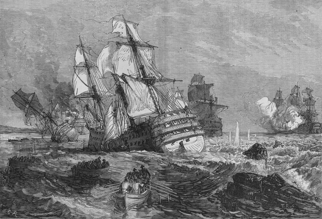 De schepen van de vijand gestrand bij de punt van Grao, c1880 door Unbekannt