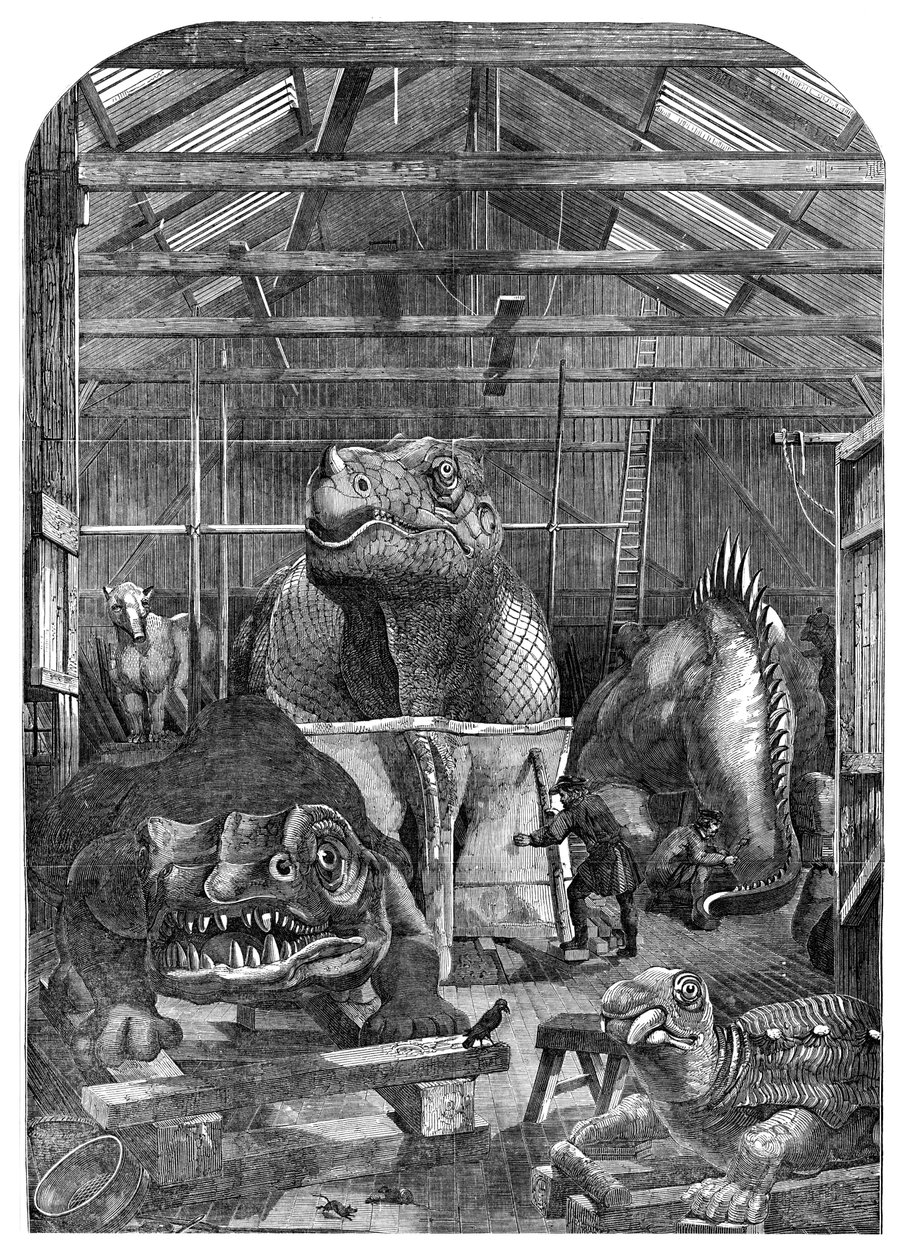 De uitgestorven dieren modelkamer in Crystal Palace, Sydenham, 1853 door Unbekannt