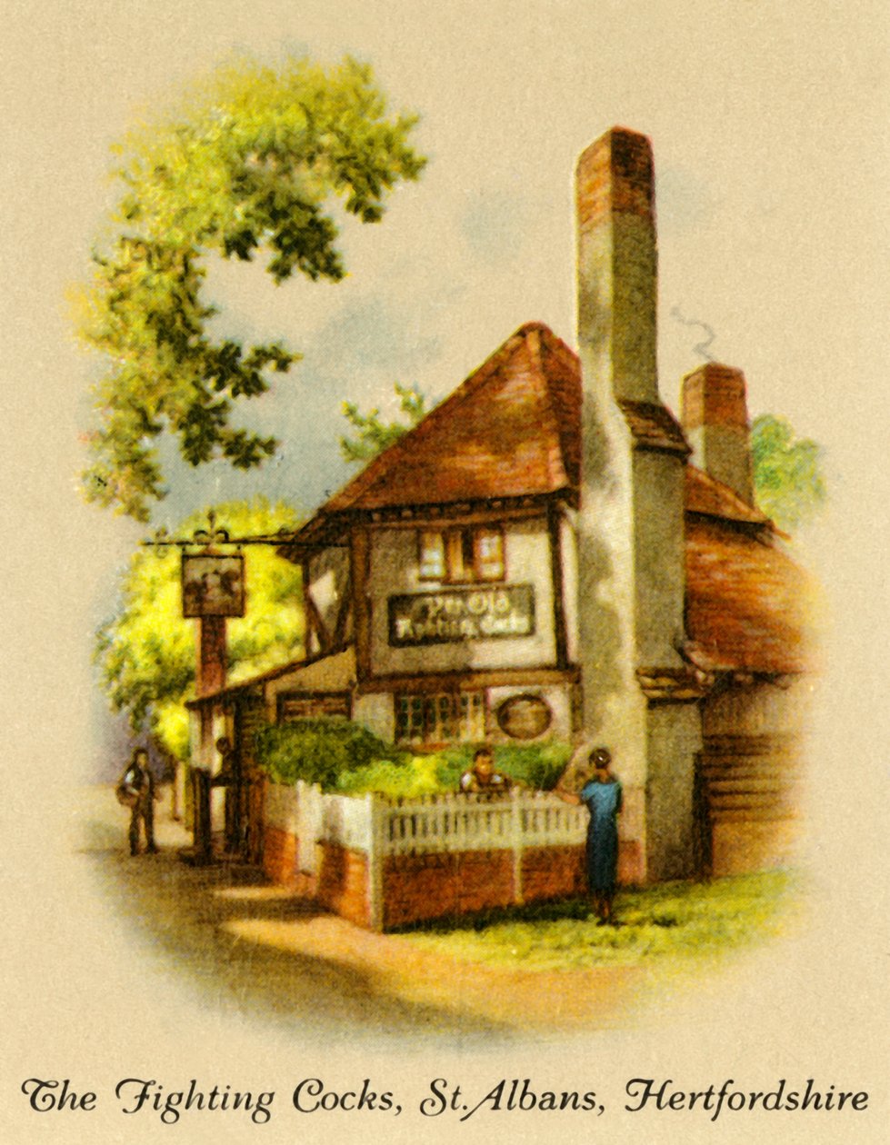 De vechtende hanen, St. Albans, Hertfordshire, 1936 door Unbekannt