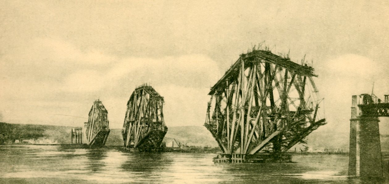 De Forth Bridge in aanbouw door Unbekannt