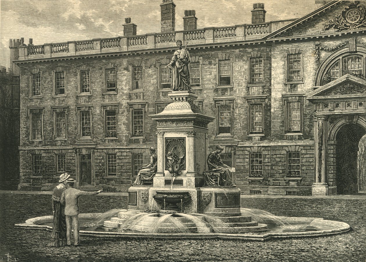 De fontein, Kings College, Cambridge, eind 19e eeuw door Unbekannt