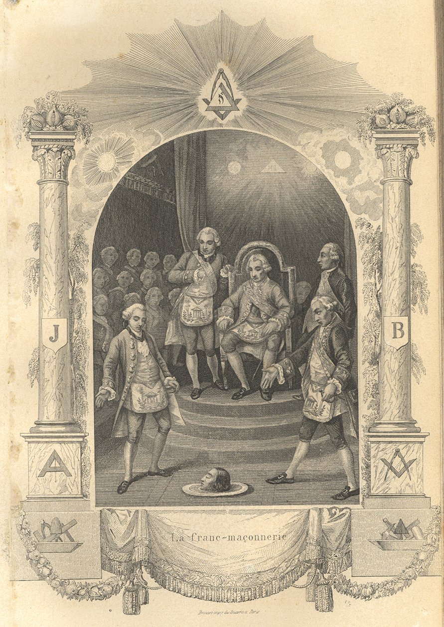 De ceremonie van de Franse vrijmetselaars, 1844 door Unbekannt
