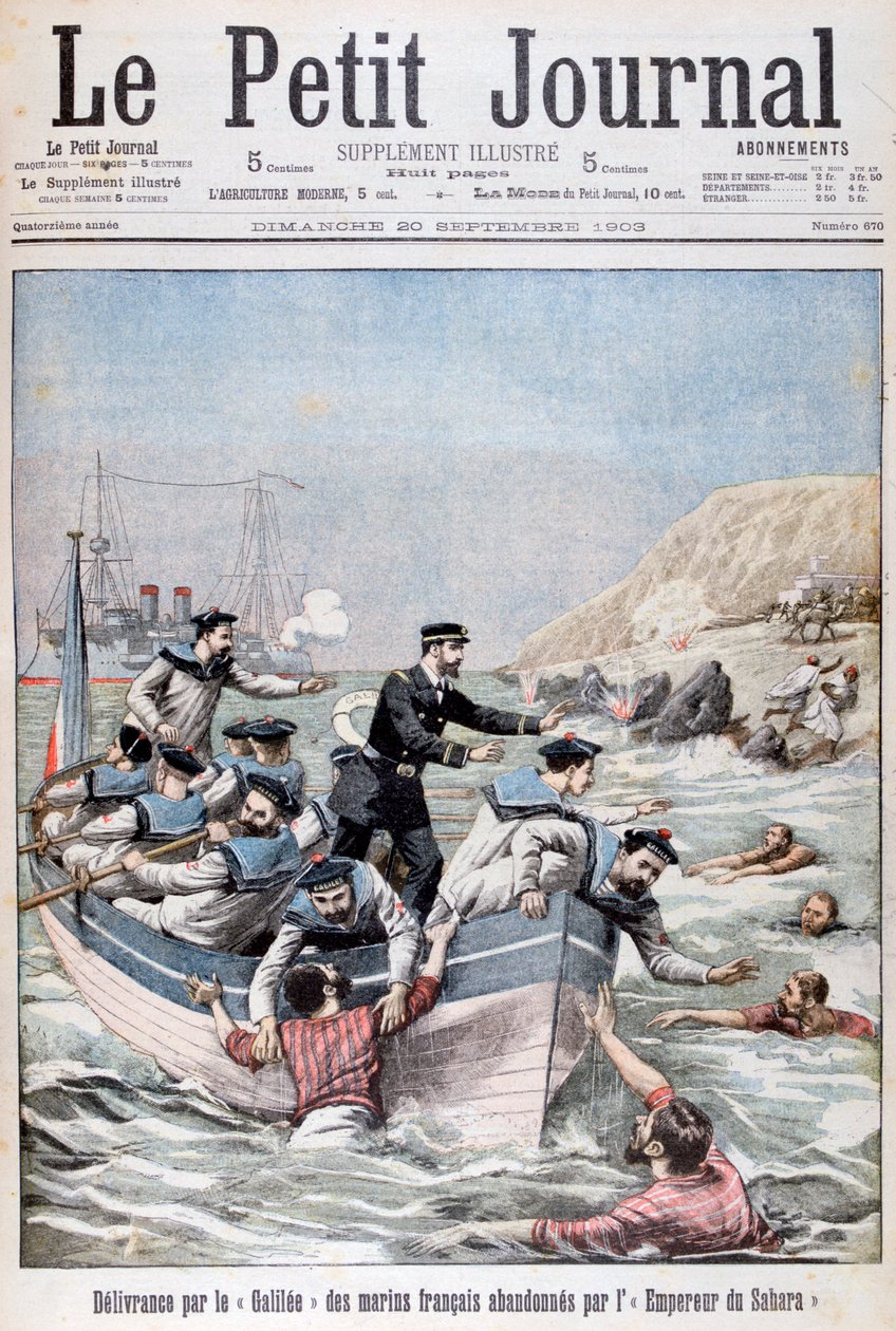 De Franse Linois-klasse kruiser Galilee redt Franse zeelieden, 1903 door Unbekannt
