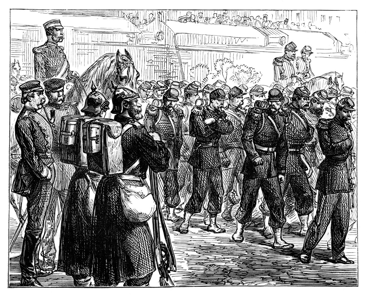 De Franse troepen verlaten Metz, ca. 1870 door Unbekannt