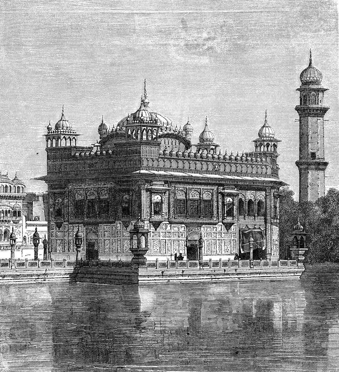 De Gouden Tempel en het Meer van Onsterfelijkheid in Amritsar, India, 1895 door Unbekannt