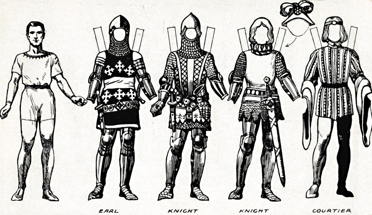 De Grote Galerij van Britse Kostuums: Jurk Gedragen in het Regeerperiode van Edward III, ca. 1934 door Unbekannt