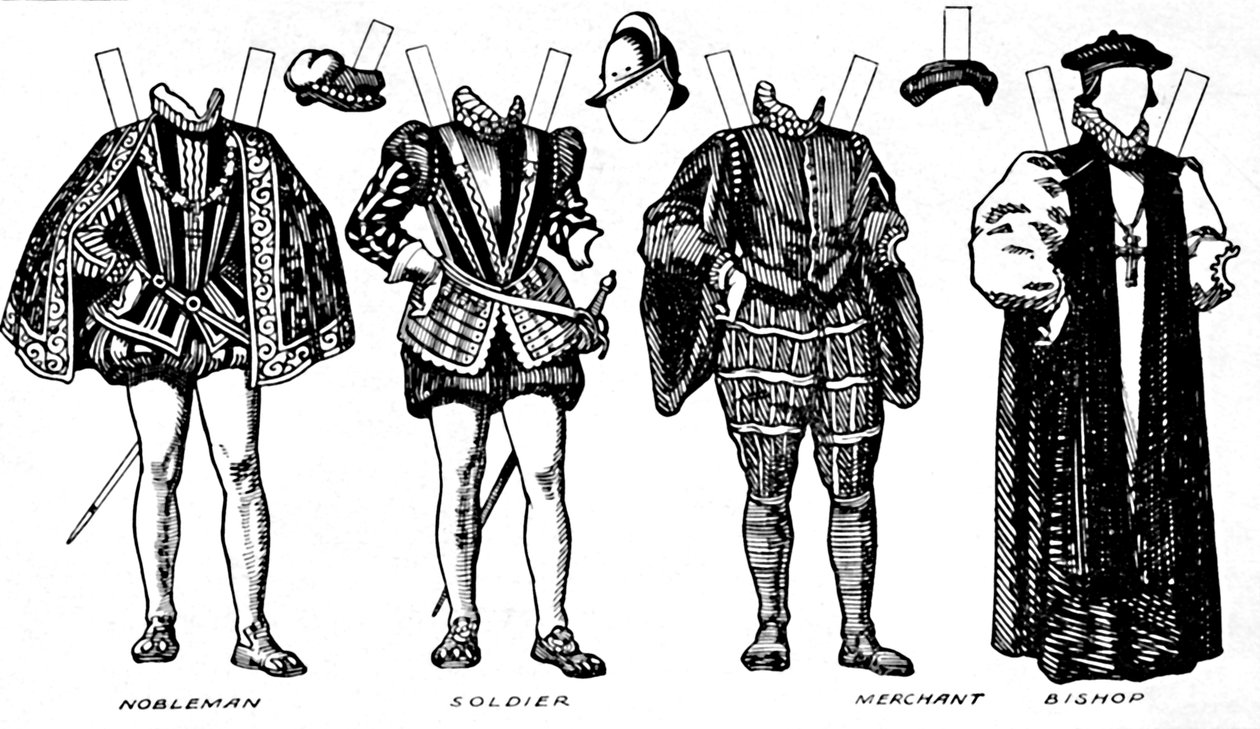 De Grote Galerij van Kostuums: Diverse jurken gedragen in de dagen van Elizabeth, ca. 1934 door Unbekannt