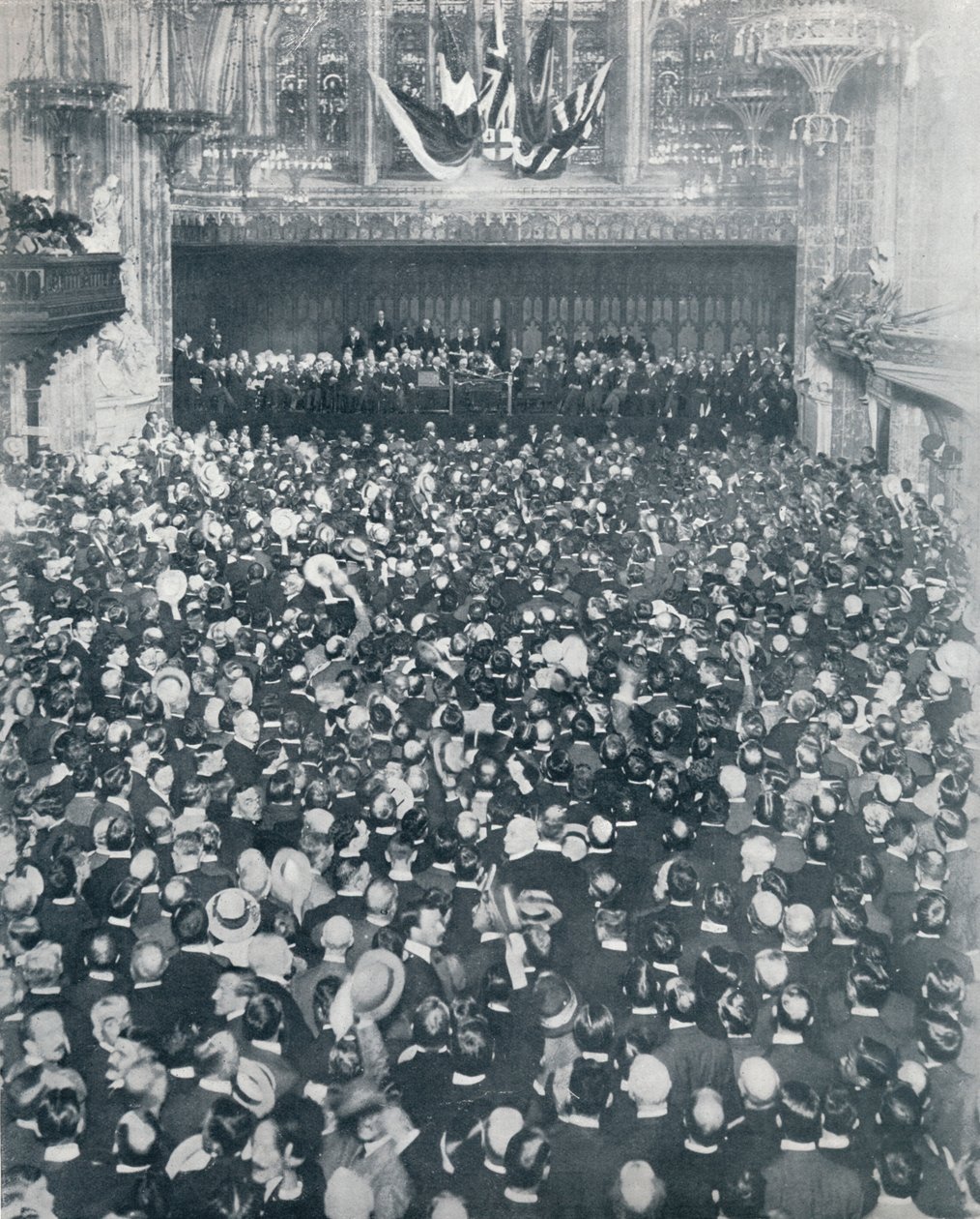De grote wervingsbijeenkomst in de London Guildhall, 1914 door Unbekannt