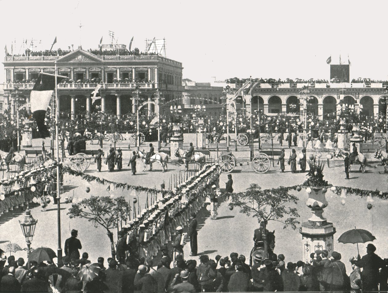 Het Grote Plein op een feestdag, Montevideo, Uruguay door Unbekannt