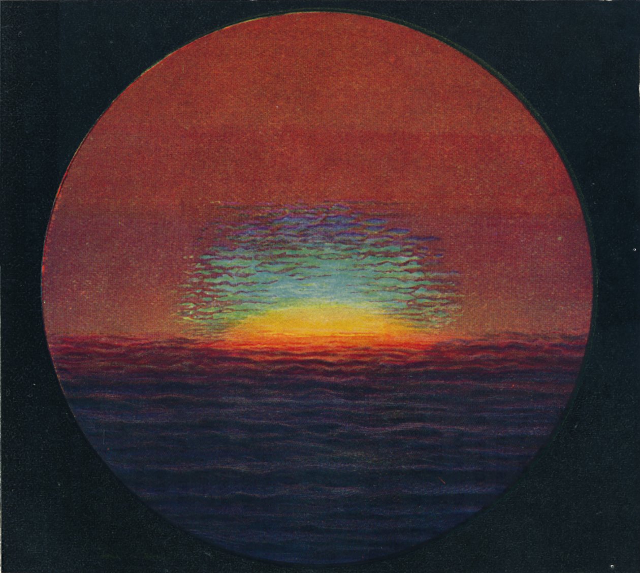 De Groene Flits bij Zonsondergang, Zeldzaam Prismatisch Kleurenspectrum Gebroken door de Atmosfeer, ca. 1935 door Unbekannt