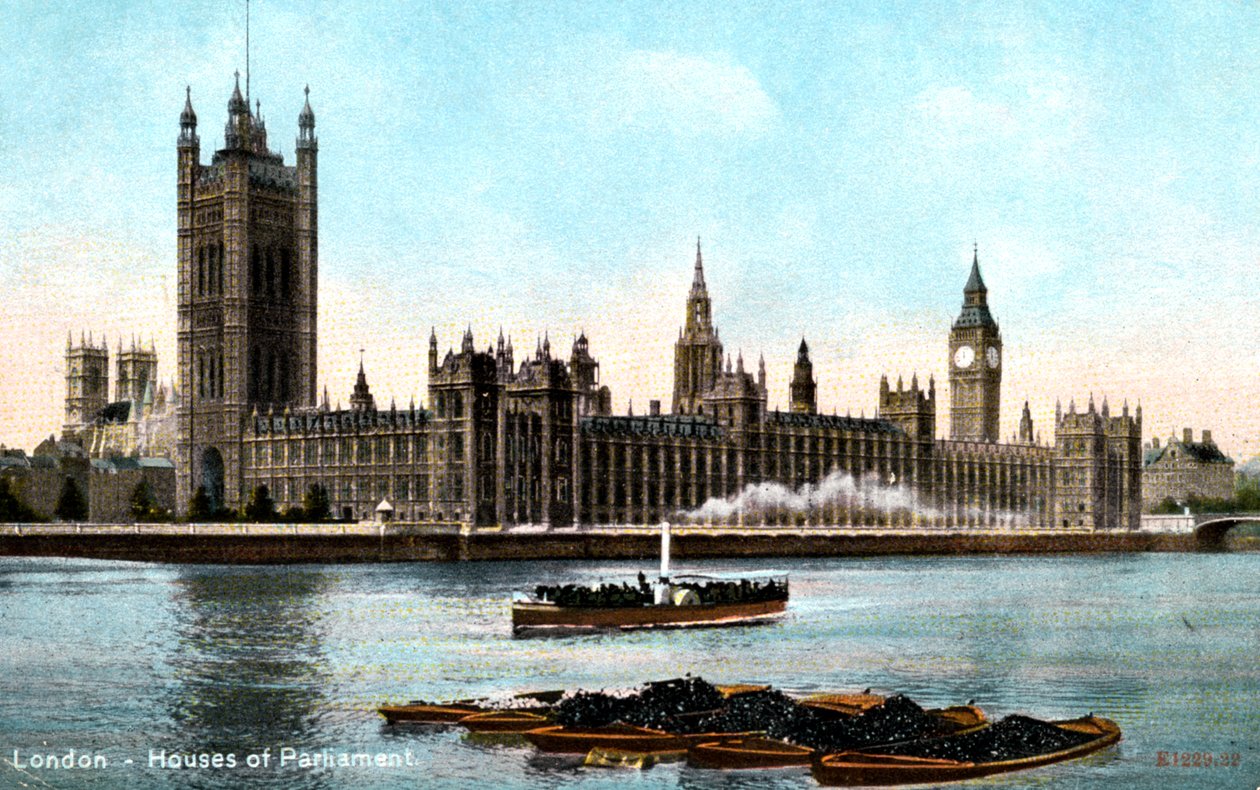 De huizen van het parlement, Westminster, Londen, begin 20e eeuw door Unbekannt