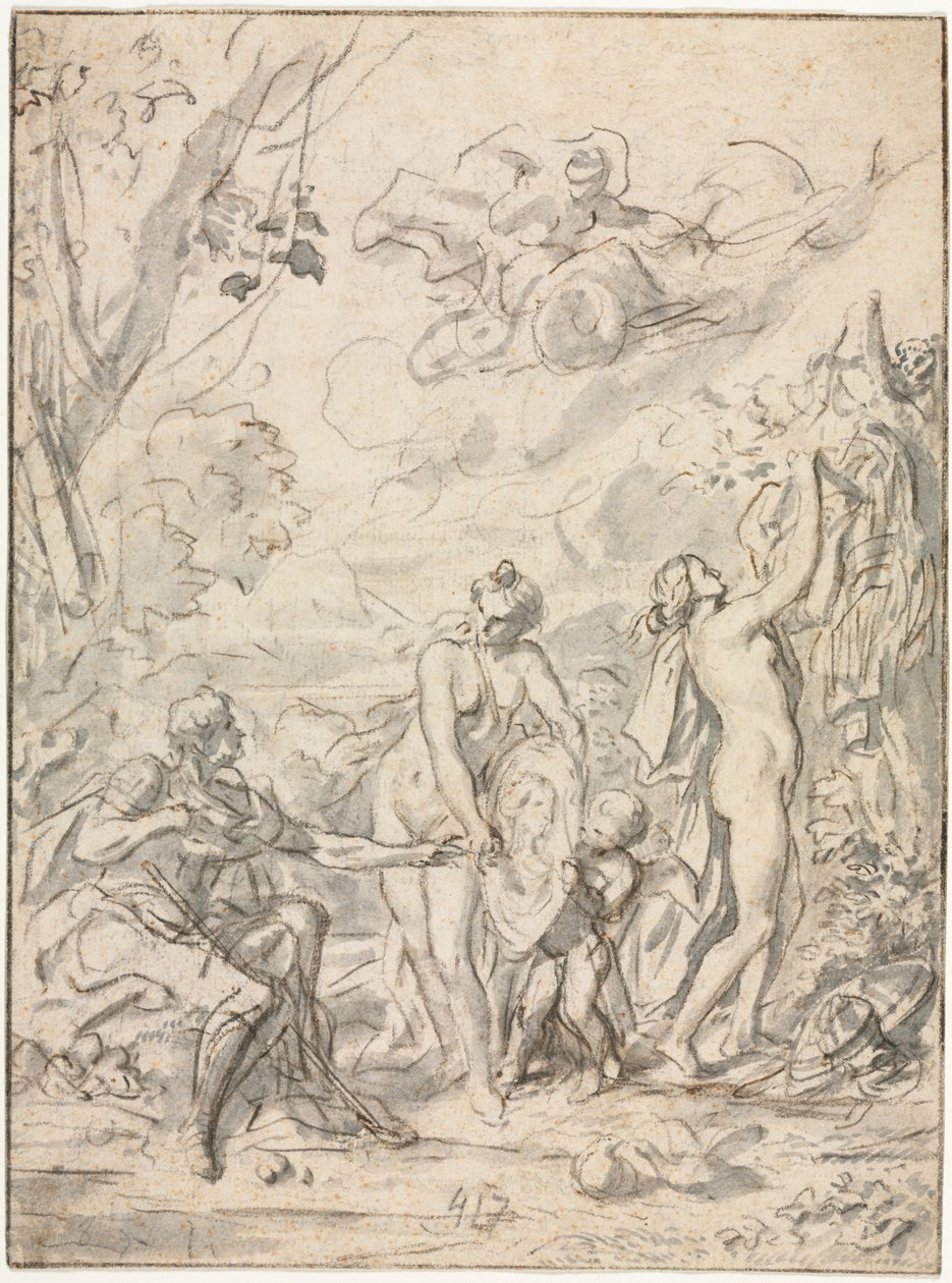 Het oordeel van Parijs, ca. 1740-1750 door Unbekannt