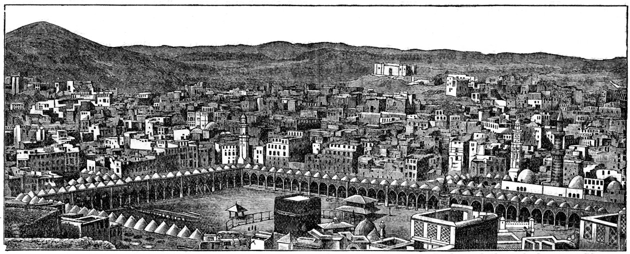De Kaaba, Masjid al-Haram moskee, Mekka, 1877 door Unbekannt