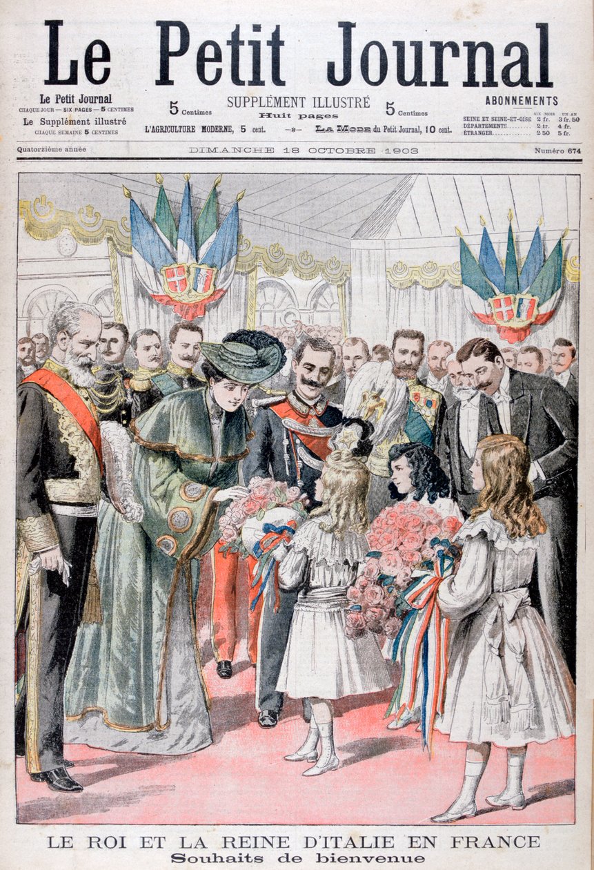 De koning en koningin van Italië in Frankrijk, 1903 door Unbekannt