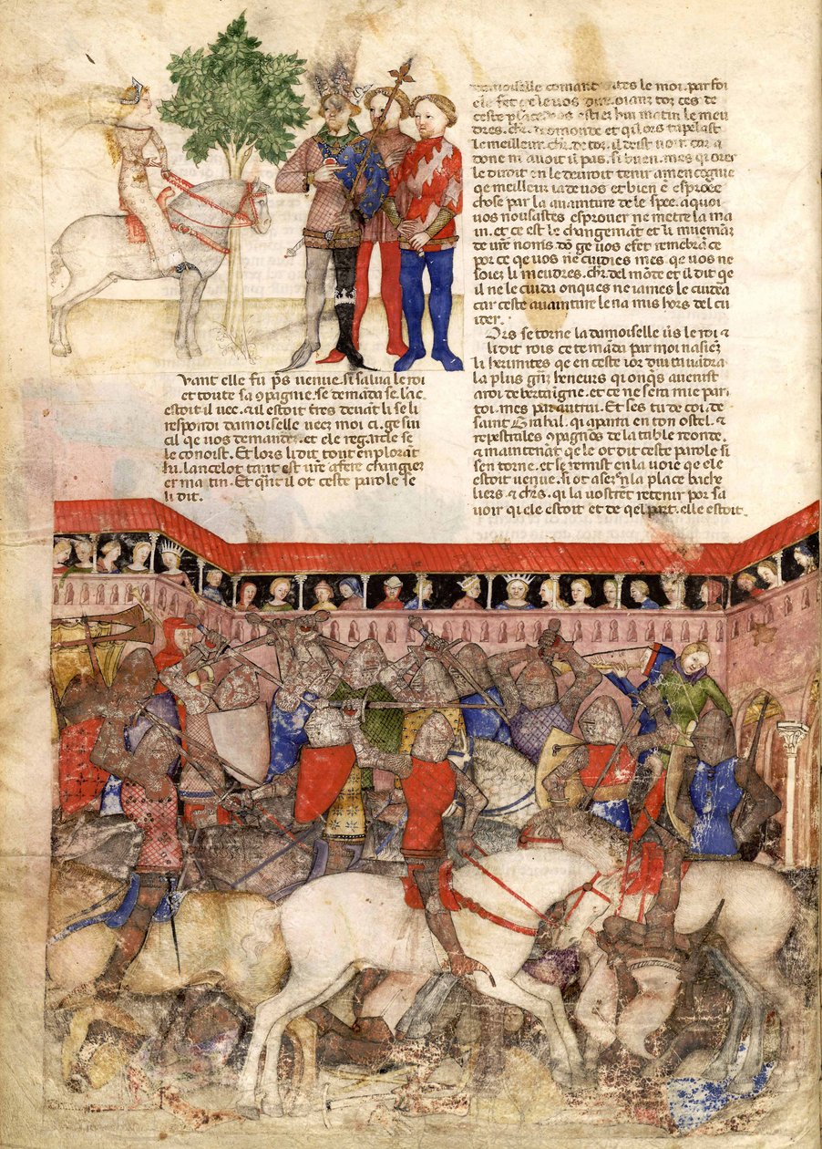 De Ridders van de Ronde Tafel Miniatuur uit La Quête du Saint Graal et la Mort d
