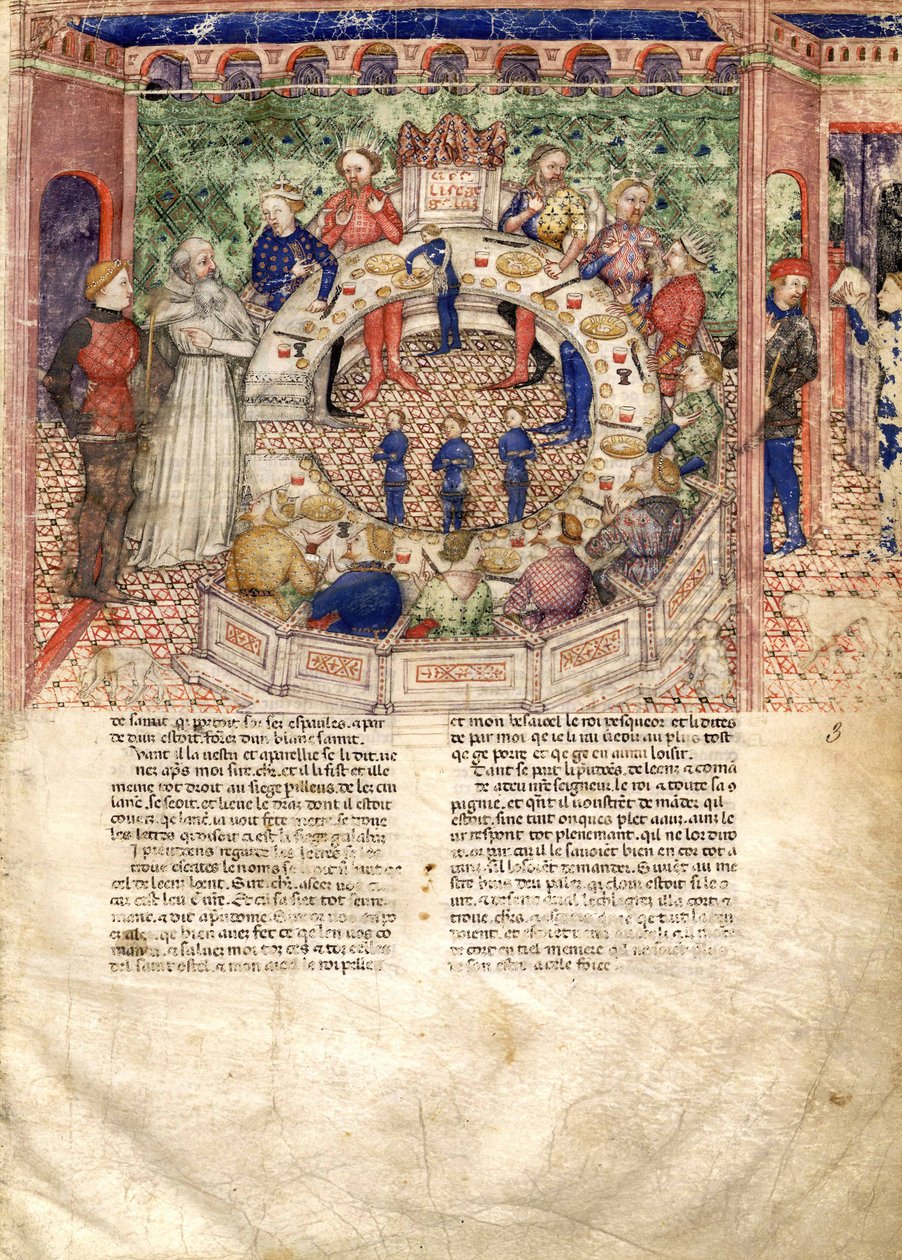 De Ridders van de Ronde Tafel Miniatuur uit La Quête du Saint Graal et la Mort d