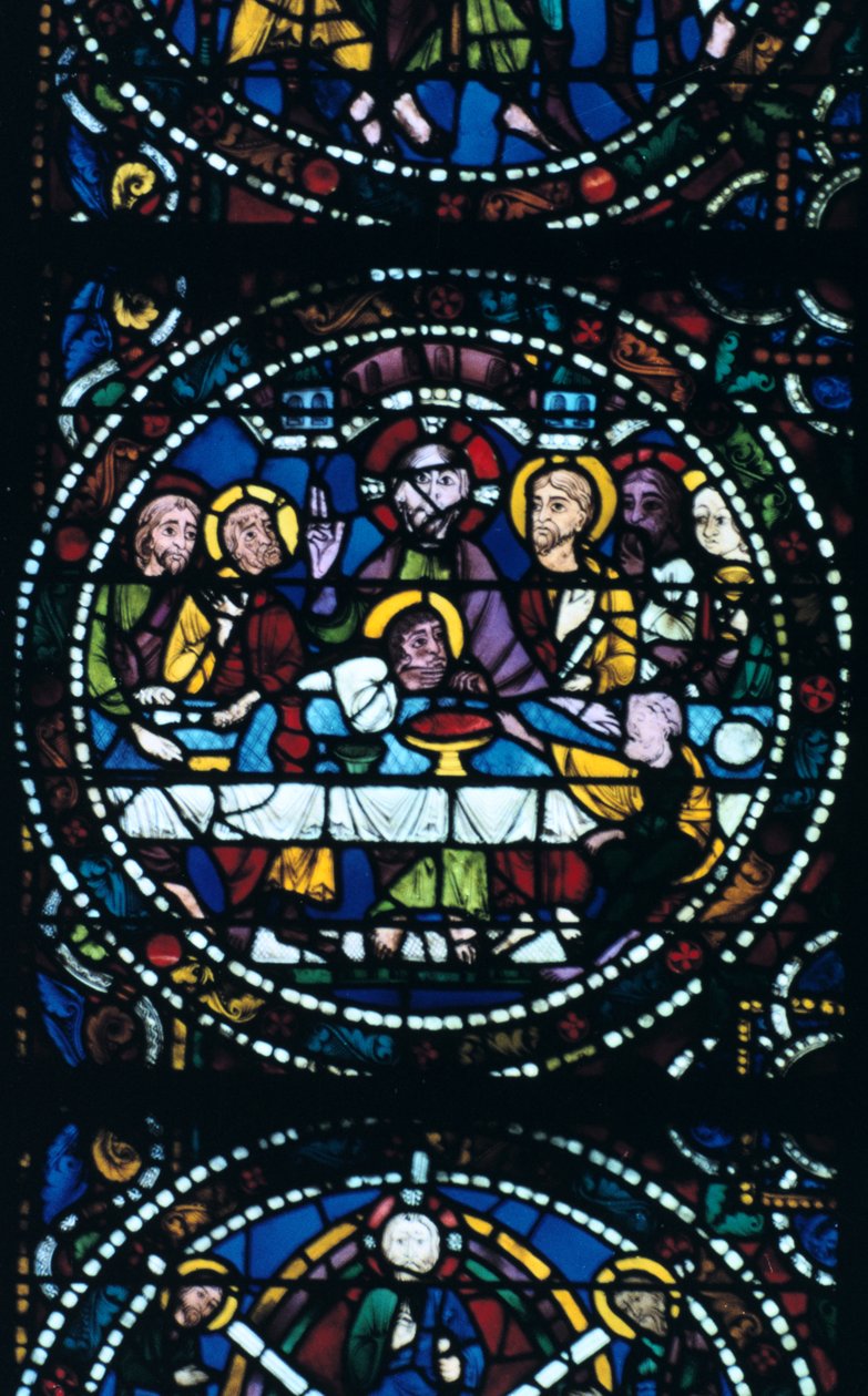 Het Laatste Avondmaal, glas-in-lood, Kathedraal van Chartres, Frankrijk, 1205-1215 door Unbekannt