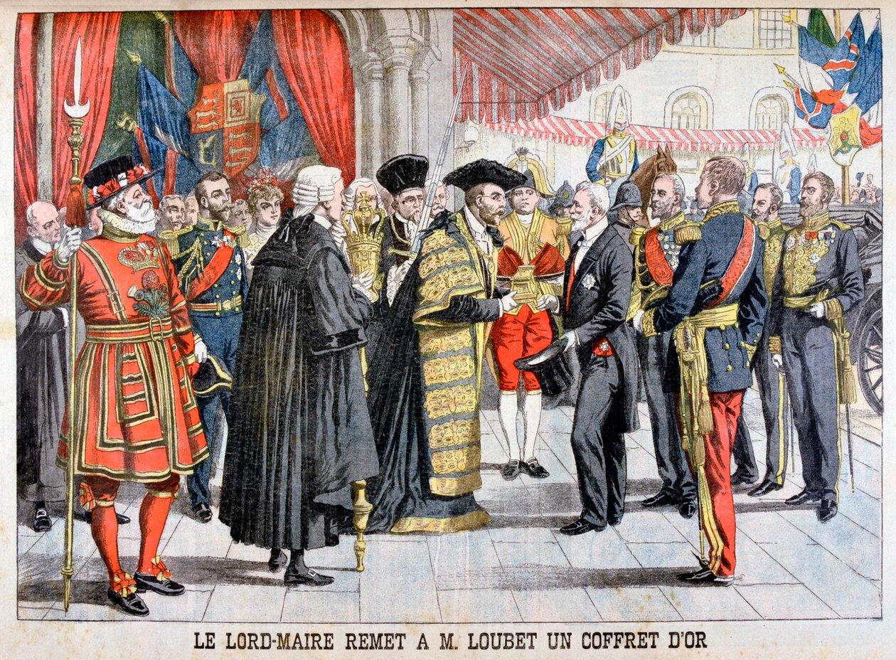 De Londense burgemeester geeft de heer Loubet een gouden doos, 1903 door Unbekannt