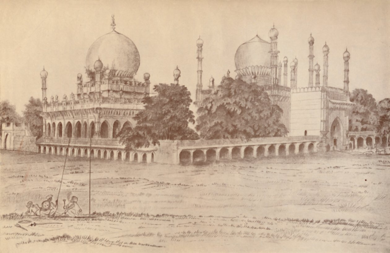 Het mausoleum van Ibrahim Shah, koning van Bijapur, in Bijapur, 1821, 1936 door Unbekannt