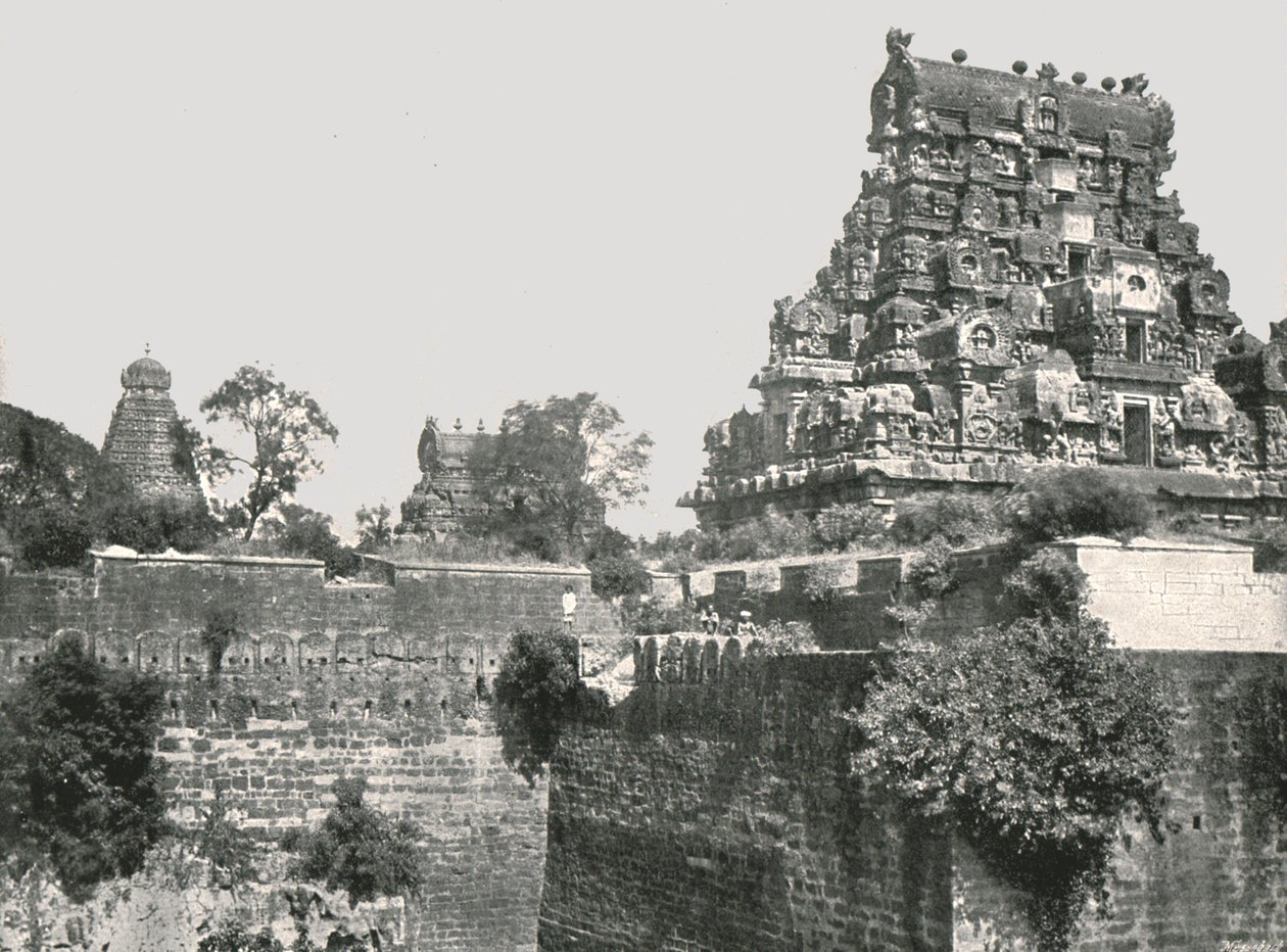 De gracht en het fort, Tanjore, India, 1895 door Unbekannt