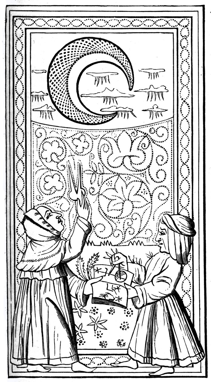 De maan, tarotkaart, 14e eeuw, 1870 door Unbekannt