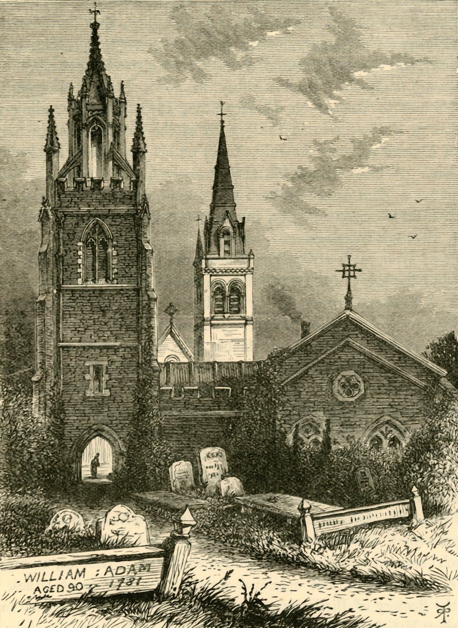 De rouwkapel en nieuwe kerk, Woburn, 1898 door Unbekannt
