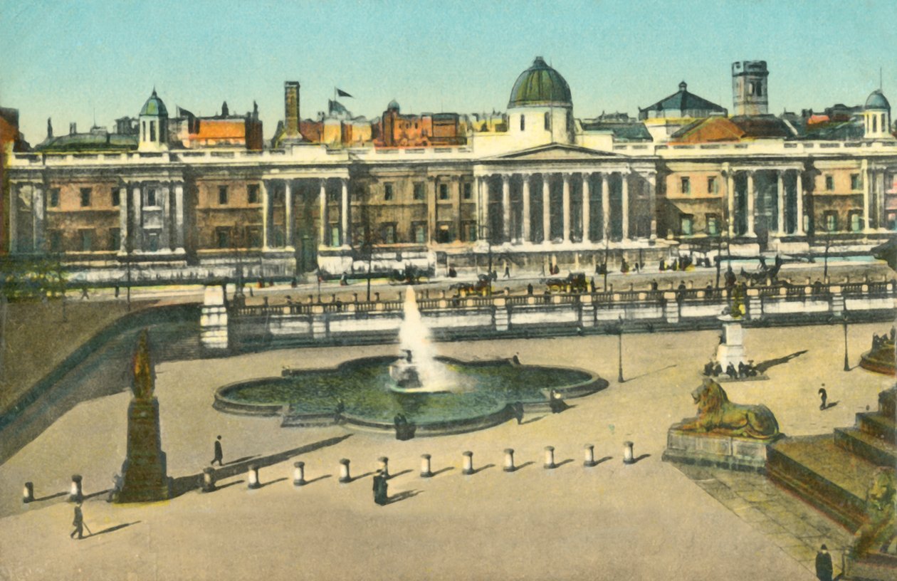 De National Gallery en Trafalgar Square, Londen, ca. 1910 door Unbekannt