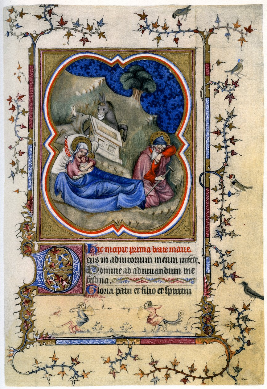 De Geboorte, uit een Getijdenboek en Missaal c1370 door Unbekannt