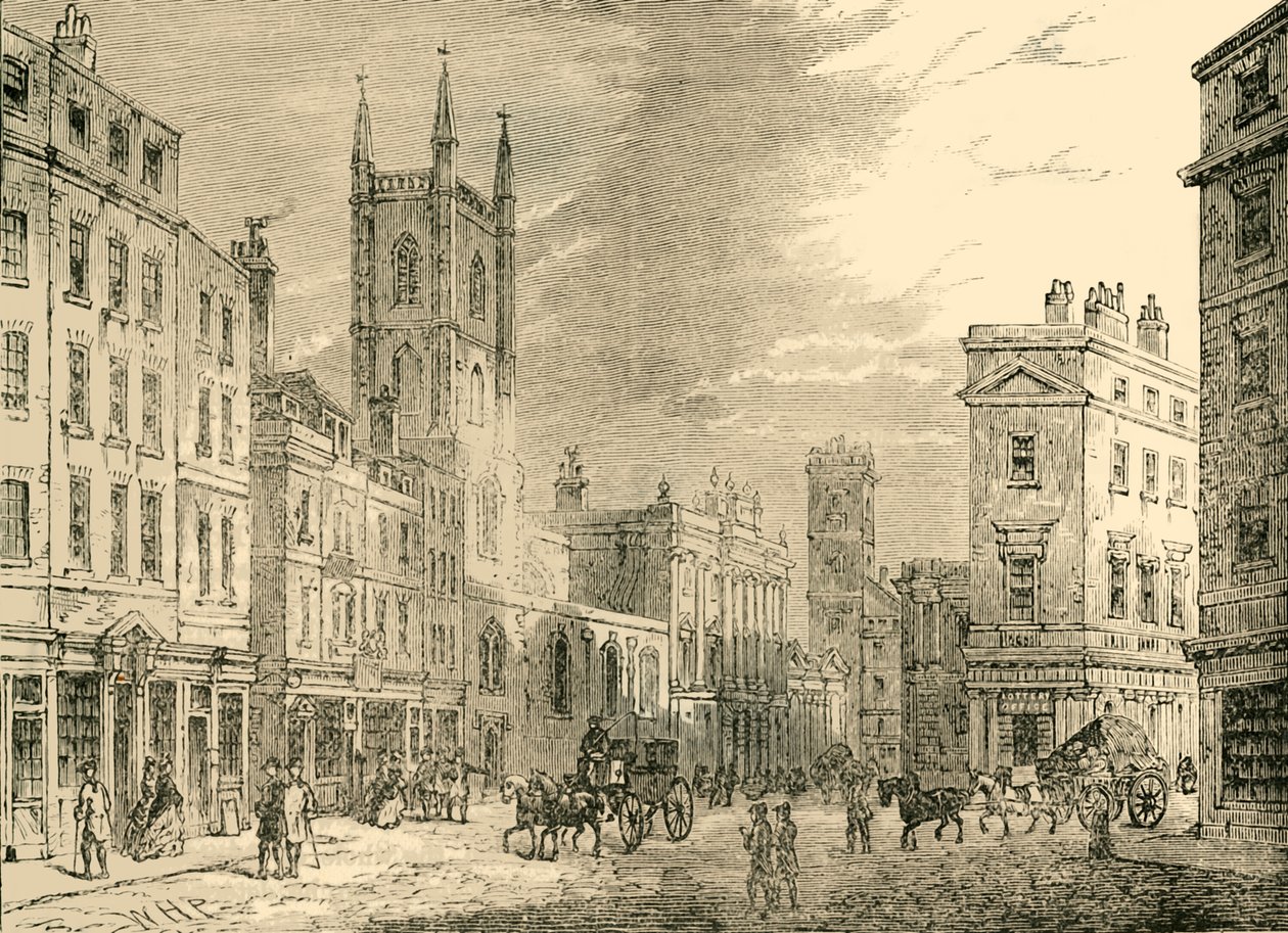De oude Bank of England, gezien vanaf het Mansion House, 1890 door Unbekannt