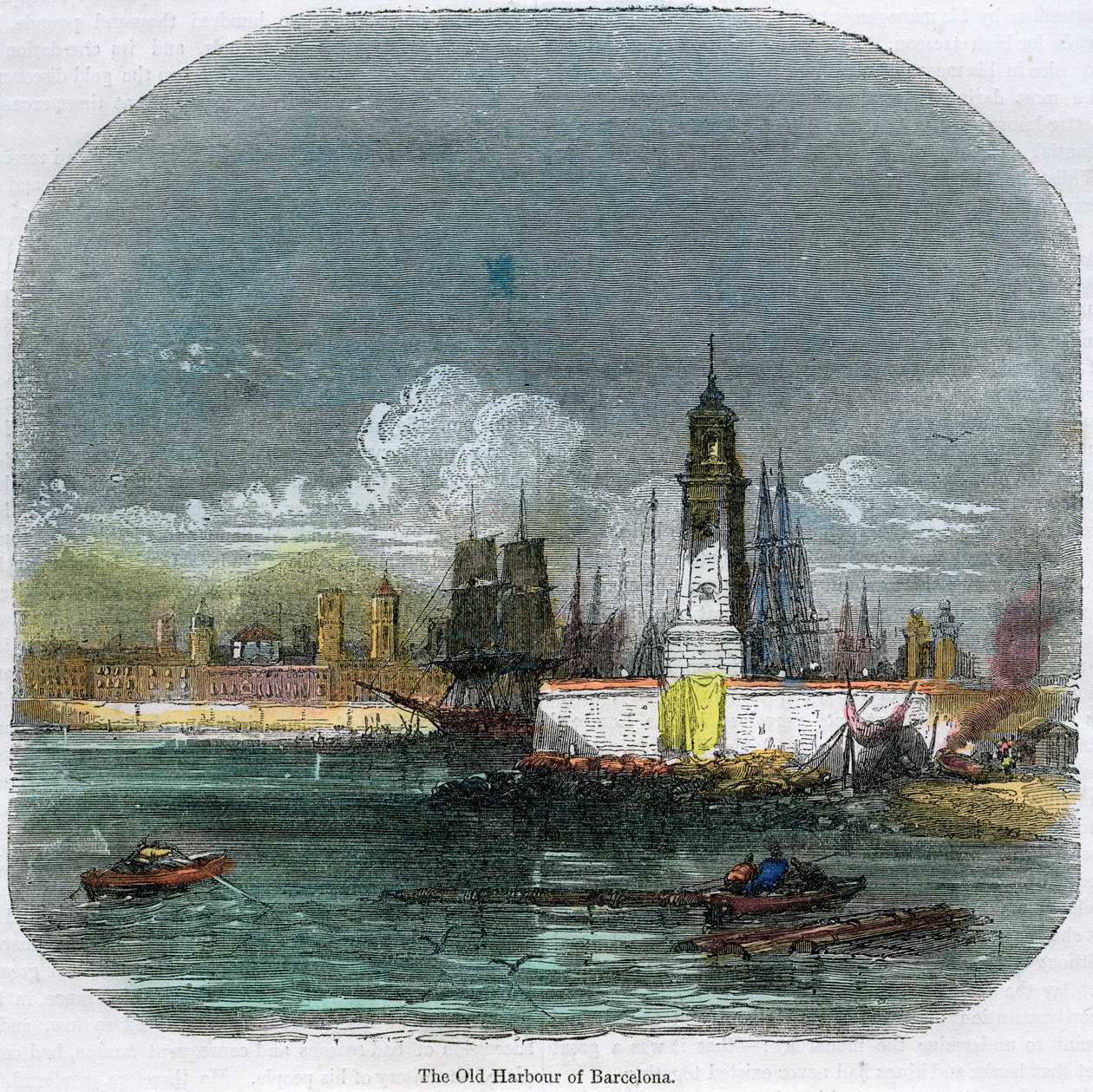 De Oude Haven van Barcelona, Catalonië, Spanje, ca. 1880 door Unbekannt
