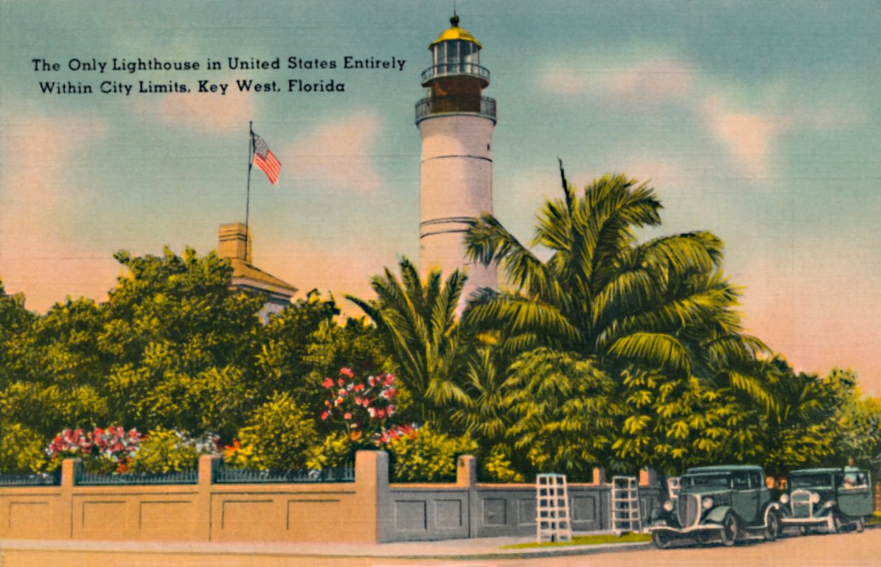 De enige vuurtoren in de Verenigde Staten volledig binnen de stadsgrenzen, Key West, Florida door Unbekannt