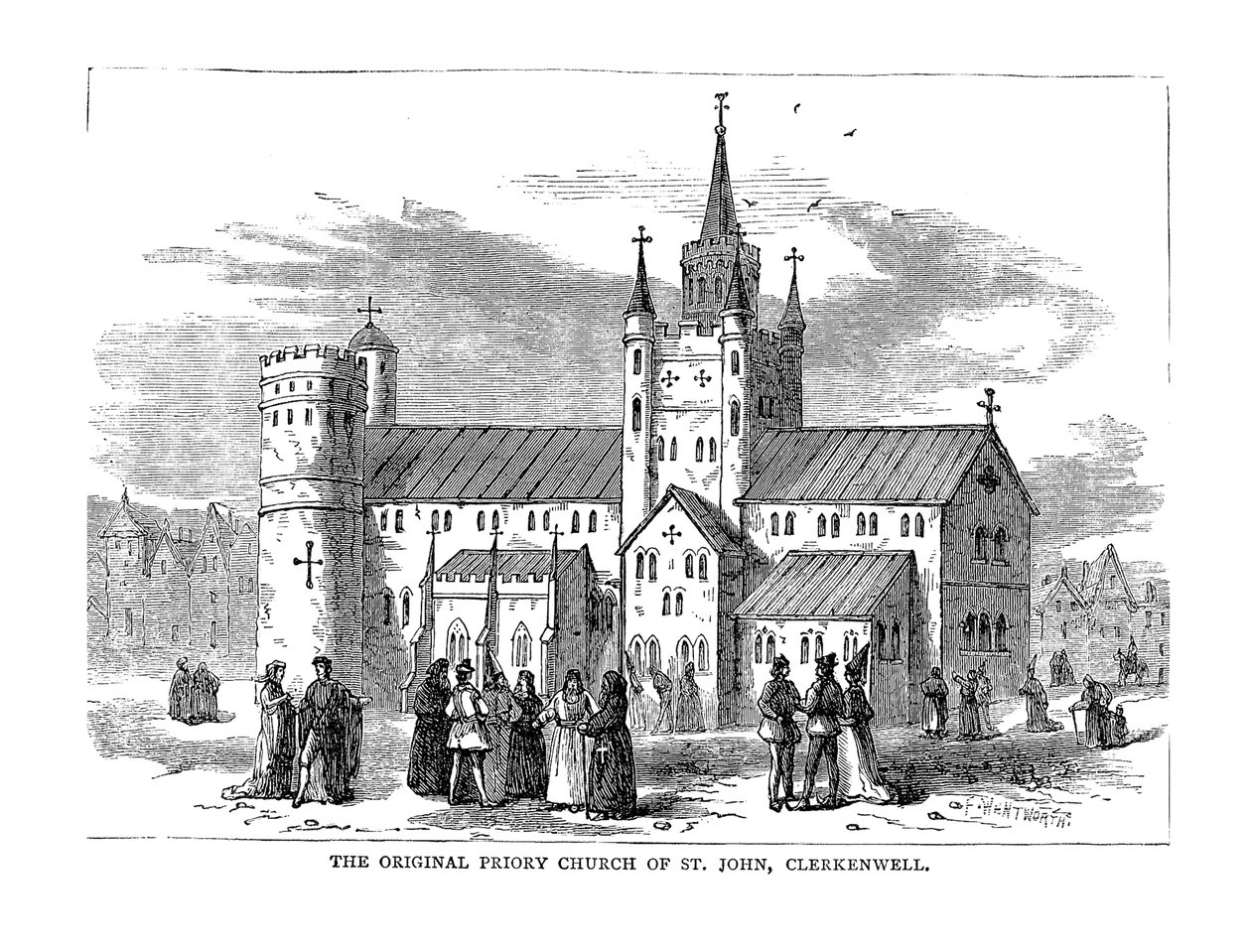 De oorspronkelijke Priorijkerk van St. John, 1878 door Unbekannt