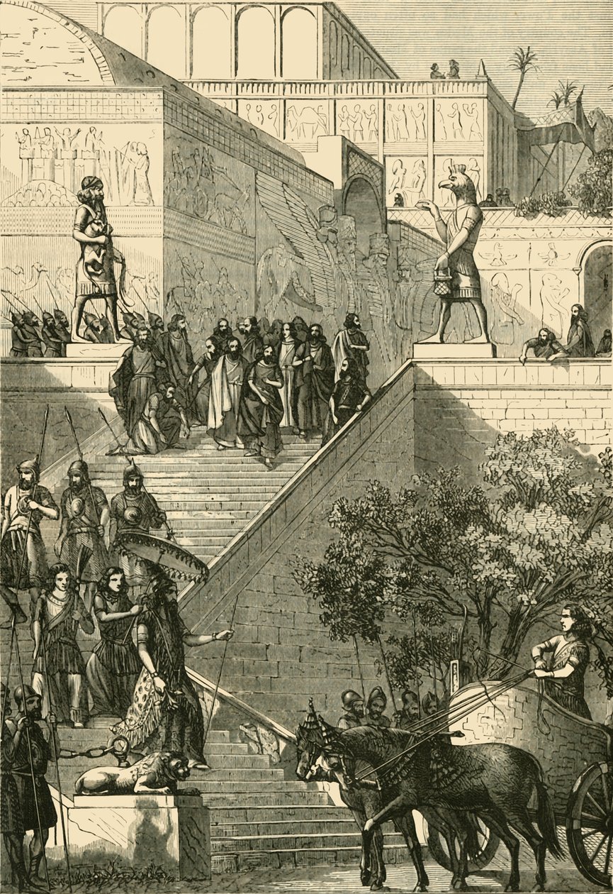 Het paleis van Kouyunjik, gerestaureerd. Na Layard, 1890 door Unbekannt