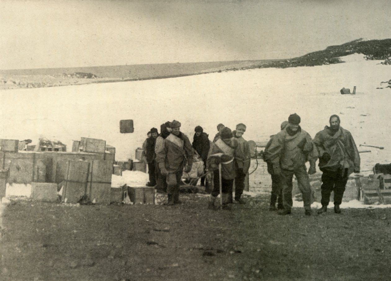 De partij die de berg Erebus beklom en de hut verliet, 1908, 1909 door Unbekannt