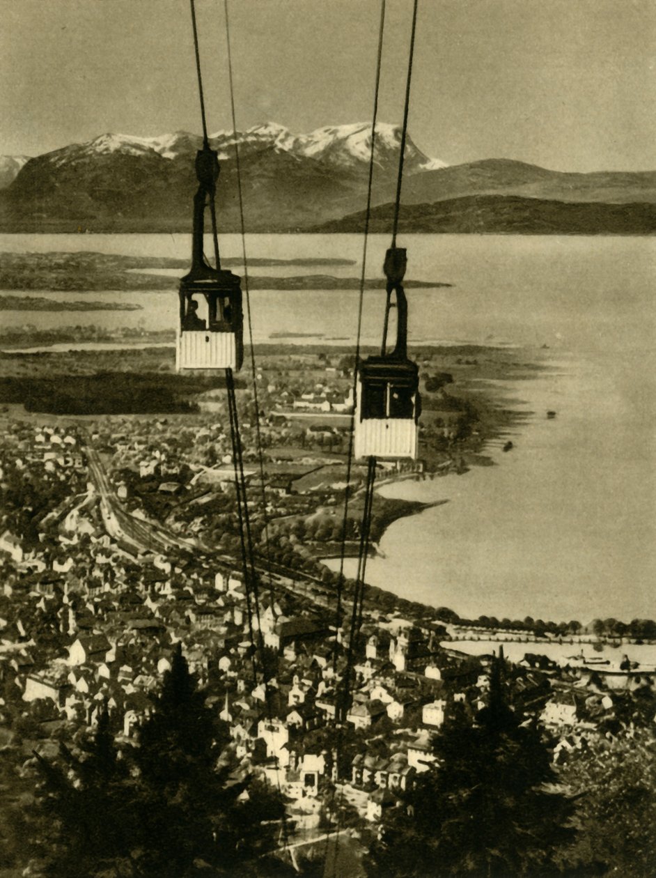 De Pfänderbahn kabelbaan, Bregenz, Oostenrijk, ca. 1935 door Unbekannt