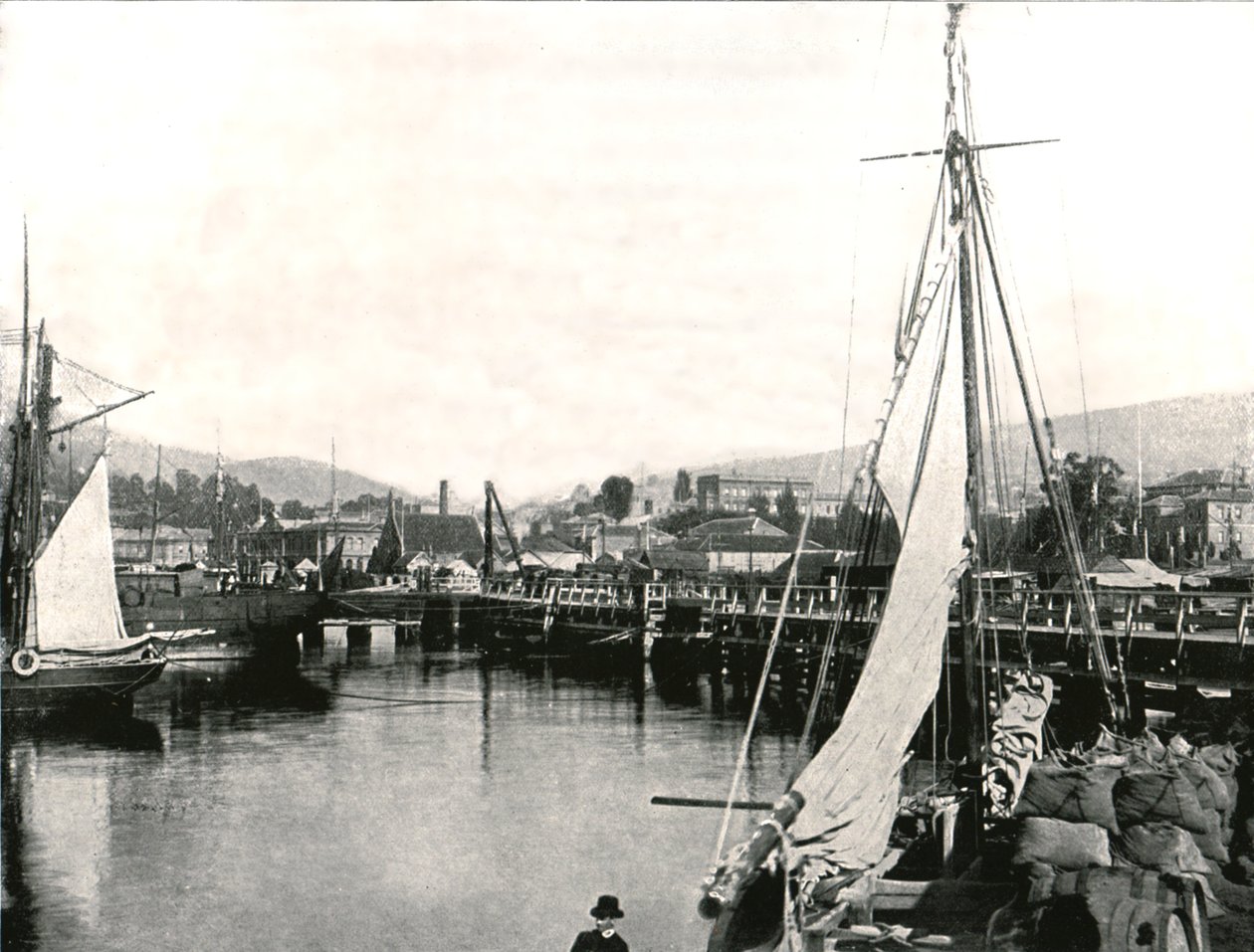 De Haven van Hobart, Tasmanië, Australië, 1895 door Unbekannt