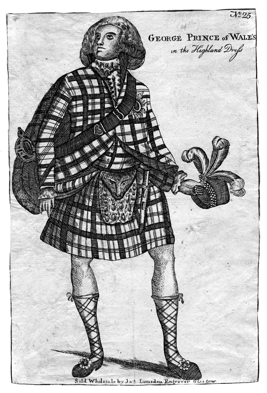 De Prins van Wales, de toekomstige koning George IV 1762-1830, in Highland-kleding door Unbekannt