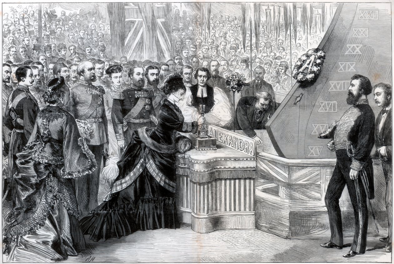 De Prinses van Wales lanceert het nieuwe gepantserde schip Alexandra, 1875 door Unbekannt