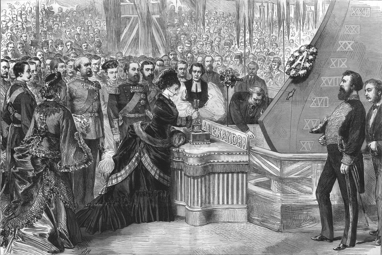 De Prinses van Wales doopt het nieuwe ijzeren schip Alexandra door Unbekannt