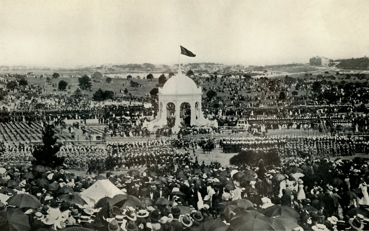 De Proclamatie van het Gemenebest van Australië in Sydney op 1 januari 1901, c1930 door Unbekannt