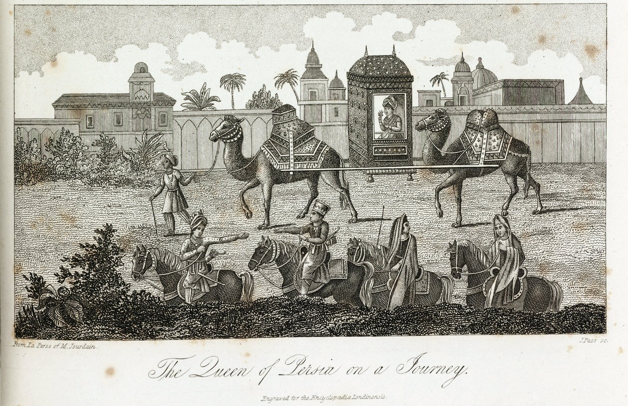 De Koningin van Perzië gedragen door kamelen, c.1810-1829 door Unbekannt
